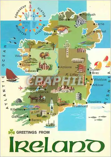 Moderne Karte Greetings from Ireland an Island is the Most Westerly Country in Europe