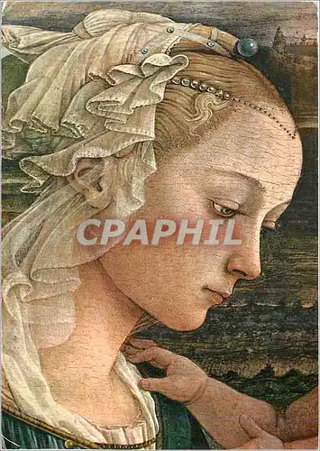 Moderne Karte Firenze Galleria Uffizi La Sainte Vierge au adore l'Enfant (detail)