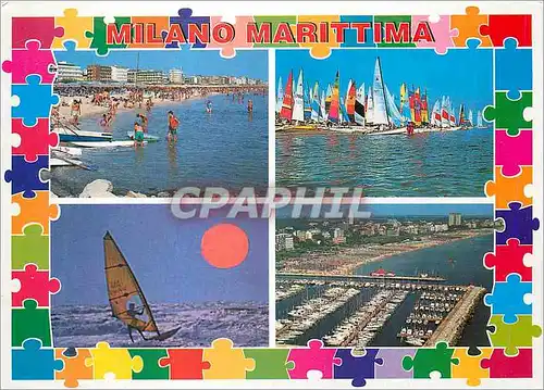 Moderne Karte Milano Marittima Planche a Voile Bateaux