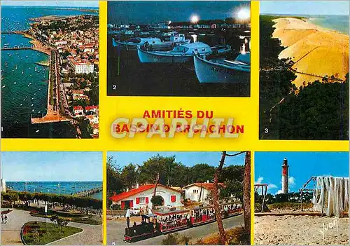 Moderne Karte Bassin d'Arcachon (Gironde) Couleurs et Lumiere de France Train