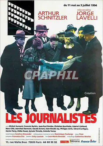 Cartes postales moderne Theatre National de la Colline Mise en Scene Jorge Lavelli Arthur Schnitzler Jorge Lavelli  Fran