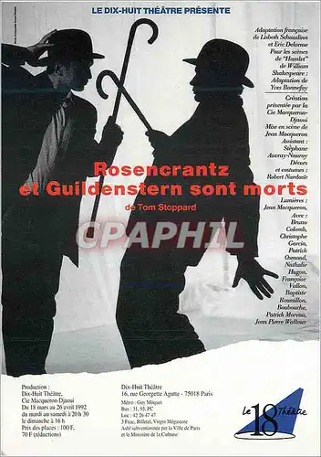 Cartes postales moderne Rosencrantz et Guildenstern sont Morts de Tom Stoppard Mise en Scene de Jean Macqueron Theatre