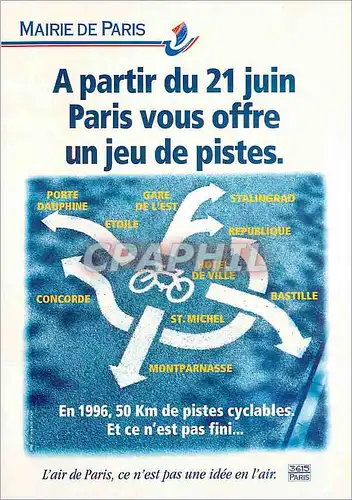 Cartes postales moderne Mairie de Paris a Partir du 21 Juin Paris vous Offre un Jeu de Pistes l'Air de Paris ce n'est Pa