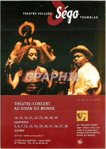 Moderne Karte Theatre Concert au Divan du Monde Theatre Vollard Sega Tremblad Ile de la Reunion