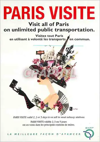Cartes postales moderne Paris Visite Visitez tout Paris en Utilisant a Volonte les Transports en Commun