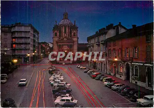 Moderne Karte Chieri vue de Nuit Place Cavour et Eglise de S Bernardino