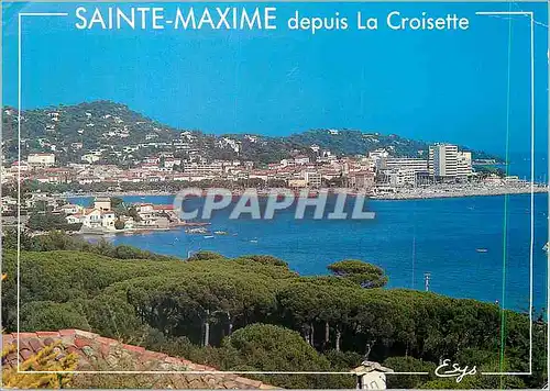 Moderne Karte Sainte Maxime sur Mer (Var) la Cote d'Azur Varoise Depuis la Croisette vue sur la Ville et le Po