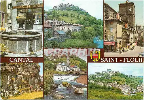 Cartes postales moderne Le Cantal Pittoresque Saint Flour Alt 885m Fontaine vue Generale