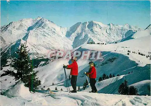 Moderne Karte Panorama sur la Chaine du Mont Blanc Ski