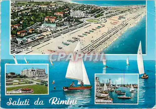 Cartes postales moderne Riviera di Rimini la Plu Bella d'Italia Salutations de Rimini Veduta Aerea Grand Hotel Club Naut