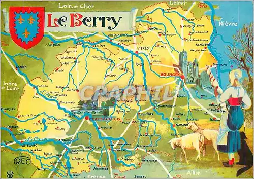 Cartes postales moderne Le Berry Loir et Cher Valencay Sancerre Chateauroux Bourges Moutons Chien