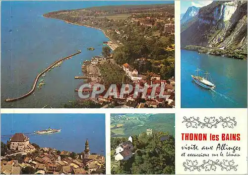 Cartes postales moderne Thonon les Bains (Hte Savoie) et ses Environs a Droite Bateau en Route vers Saint Gingolph