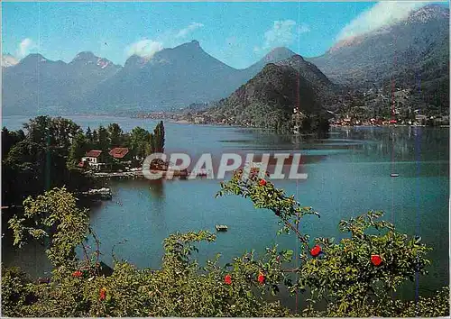 Moderne Karte Lac d'Annecy Le Petit Lac et le Massif des Bauges Talloires et Duingt