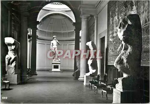 Cartes postales moderne Firenze Le David et Ebauches de Captifs de Michelangelo