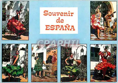 Moderne Karte Souvenir de Espana Folklore