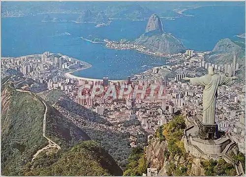 Cartes postales moderne Rio de Janeiro Brasil Aerial View Christ Pedeemer at Background Guanabara Bay