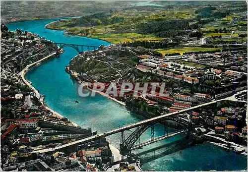 Cartes postales moderne Porto Ponts D Luiz et D Maria sur Douro vus de l'Air