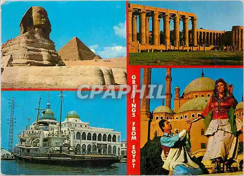 Ansichtskarte AK Greetings From Egypt Giza The Sphinix and Keops Pyramid