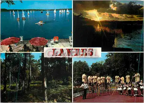 Cartes postales moderne Landes Regates sur le Lac Coucher de Soleil sur un Lac Sous Bois Danse Folkorique
