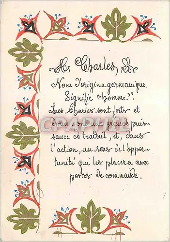 Cartes postales moderne Prenom Charles