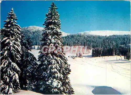 Moderne Karte Le Haut Jura en Hiver Les Champs de Neige des Dappes Au Fond La Dole (Suisse) Altitude 1628 m