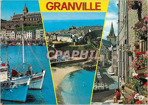 Cartes postales moderne Granville (Manche) Le Port de Peche La Plage Le Casino et la Haute Ville Dans la haute Ville