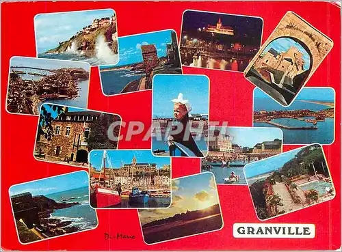 Cartes postales moderne Granville Le Plat Gousset pendant les Grandes Marees Notre Dame la nuit Porte St Jean