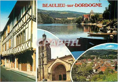 Cartes postales moderne Beaulieu sur Dordogne (Correze) Vieilles Maisons Les Rives de la Dordogne L'Eglise Abbatiale St