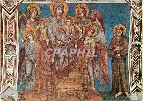 Cartes postales moderne Assisi Basilica di S Francesco Vierge Anges et Saint Francois (Cimabue)
