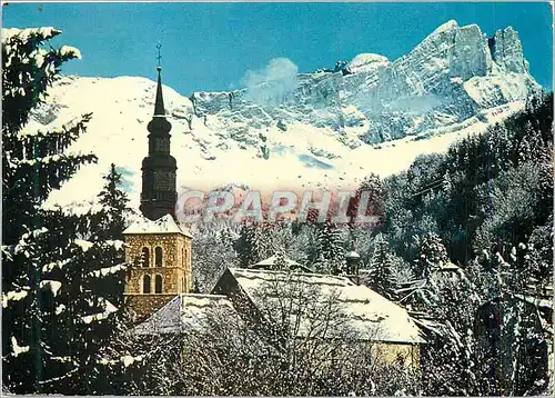 Cartes postales moderne Saint Gervais (800 m) Haute Savoie Son Clocher Savoyard et le Roc des Fiz