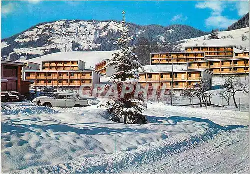 Moderne Karte Praz sur Arly (Haute Savoie) Altitude 1050 m Village Vacances Familles Vue Generale