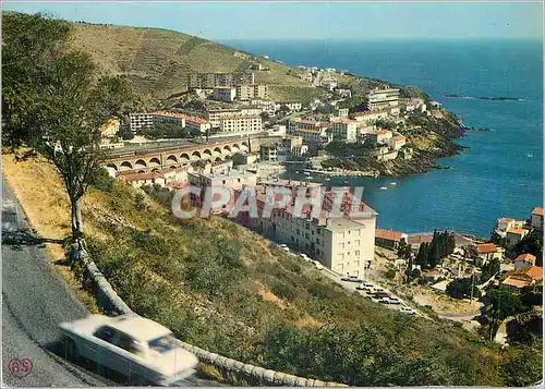 Moderne Karte En Parcourant la Cote Vermeille Cerbere Porte de France (P O) vue Panoramique sur la Rade et la