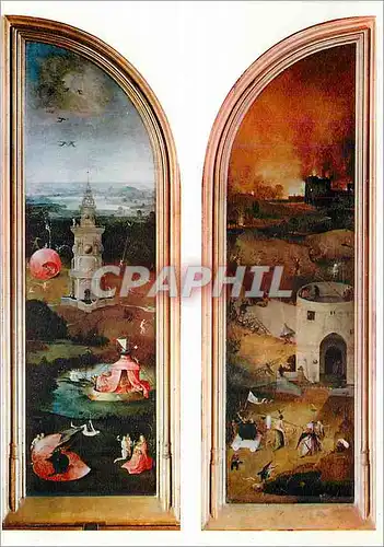 Cartes postales moderne Brugge Groeningemuseum Hieronymus Bosch (ca 1450 1516) Le Jugement Dernier Volets Ciel et Enfer