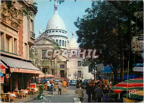 Cartes postales moderne Paris La Place du Tertre et la Sacre Coeur Couleurs et Lumiere de France