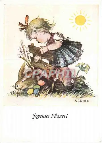 Cartes postales moderne Joyeuses Paques Art de la Bouche et des Pieds D'apres un Original Peint avec la Bouche de Arnulf