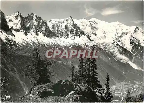 Moderne Karte Chamonix Mont Blanc Vue Generale Les Aiguilles et le Mont Blanc depuis la Flegere