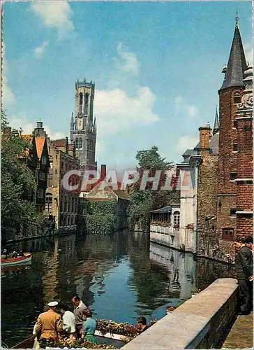 Moderne Karte Bruges Quai du Rosaire et Beffroi