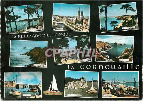 Moderne Karte La Cornouaille La Bretagne Pittoresque Sites Sauvages Vieilles Pierres Ports de Peche Plages acc