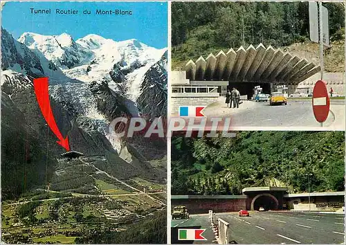 Cartes postales moderne Chamonix Mont Blanc Vue Generale avec entrees du Tunnel Cote Francais et Cote Italien