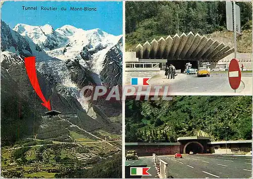 Moderne Karte Chamonix Mont Blanc Vue Generale avec entrees du Tunnel Cote Francais et Cote Italien