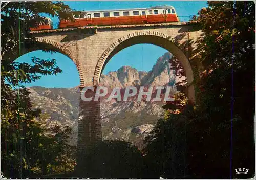 Moderne Karte Paysage Grandiose au Passage de la Micheline a Bocognano Charmes et Couleurs de la Corse Train