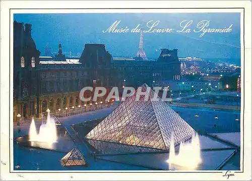 Moderne Karte Paris La Nuit Musee du Louvre la Pyramide Tour Eiffel