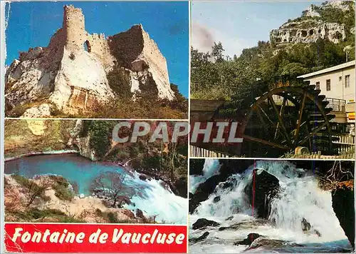 Cartes postales moderne Fointaine de Vaucluse La Provence Touristique Le Chateau de Petrarque La Roue a aubes de la Pape
