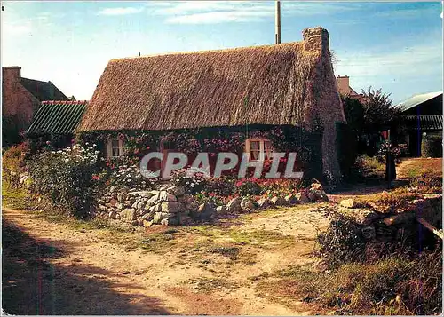 Moderne Karte La Bretagne en Couleurs Chaumiere Bretonne Fleurie