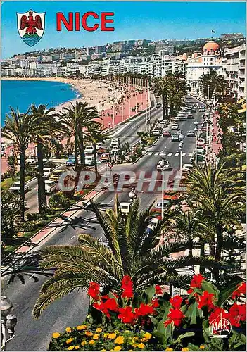 Moderne Karte Nice La Cote d'Azur La Promenade des Anglais Automobile