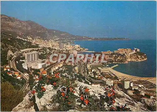 Cartes postales moderne Principaute de Monaco Vue Generale sur Monaco et Monte Carlo dans le fond le Cap Martin et l'Ita