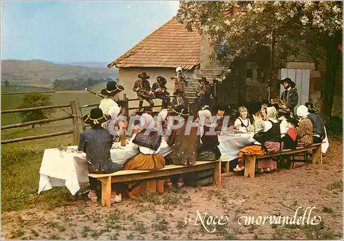 Cartes postales moderne Noce Morvandelle Ai Table et Migez Ben Teurtous le Jau a Sang Lai Tete de Via et Lai Tarte ai la