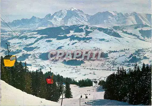 Moderne Karte Megeve Telecabine du Jaillet et Massif du Mont Blanc