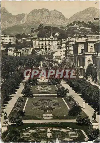 Moderne Karte Menton le Jardin Public et les Montagnes de Sainte Agnes