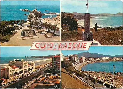 Cartes postales moderne Cote Basque de Gauche a Droite Biarritz le Monument aux Morts et le Rocher de la Vierge
